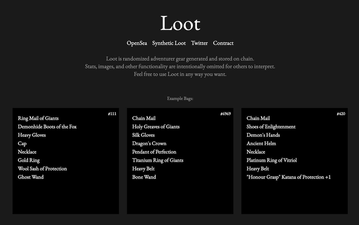 Vine共同創業者によるnftファンタジーゲーム Loot ローンチから5日間で時価総額1 8億米ドルに Bridge ブリッジ テクノロジー スタートアップ情報